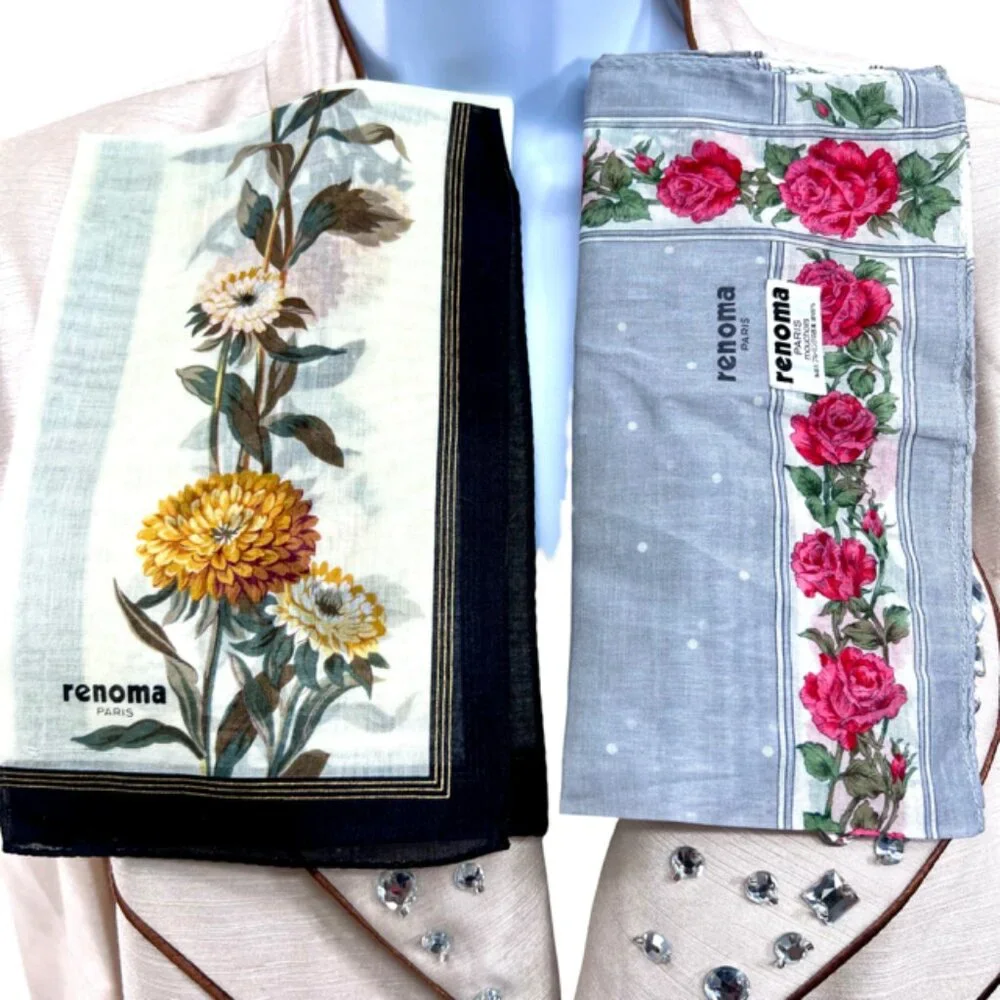 New Set of 2 RENOMA Paris Handkerchief , coton 17